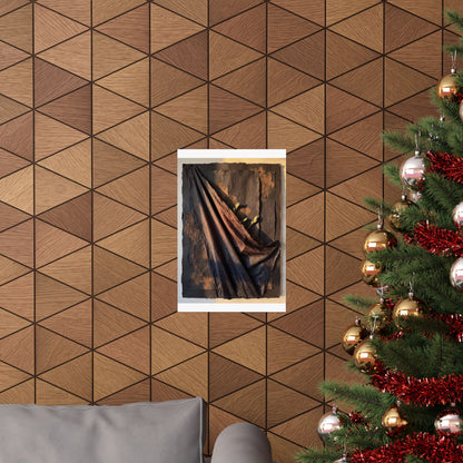 Dark Japandi Silk Drape in Golden Hour | Dark Texture Wall Art Print