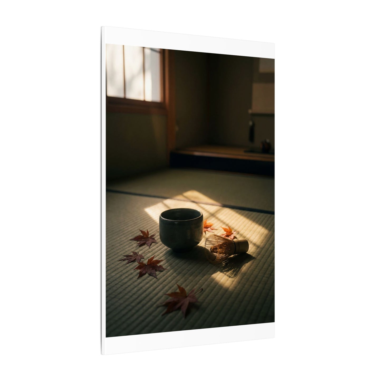 Dark Japandi Tea Ceremony in Golden Hour | Moody Minimal Canvas Art