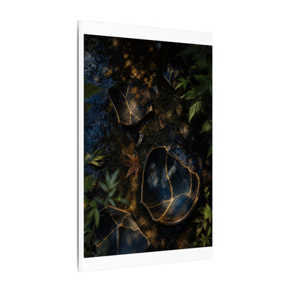 Dark Japandi Broken Pottery in Dappled | Shadow Zen Canvas Art
