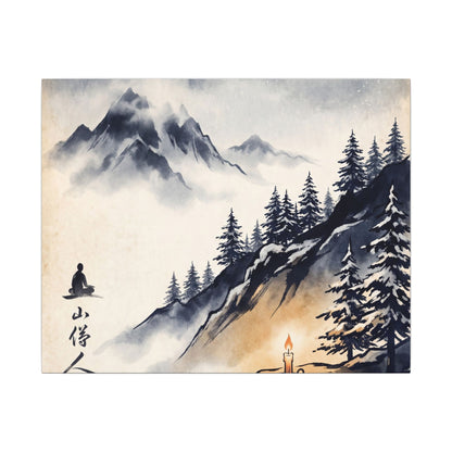 Mountain Mist Canvas Art | Winter Zen Ukiyo E Inspired Art Art Print