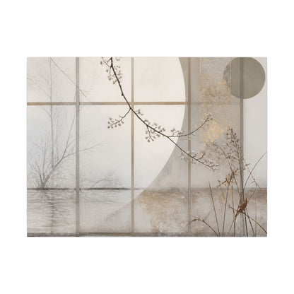 Winter Shoji Screen Japanese Pattern Canvas Art | Elegant Decor