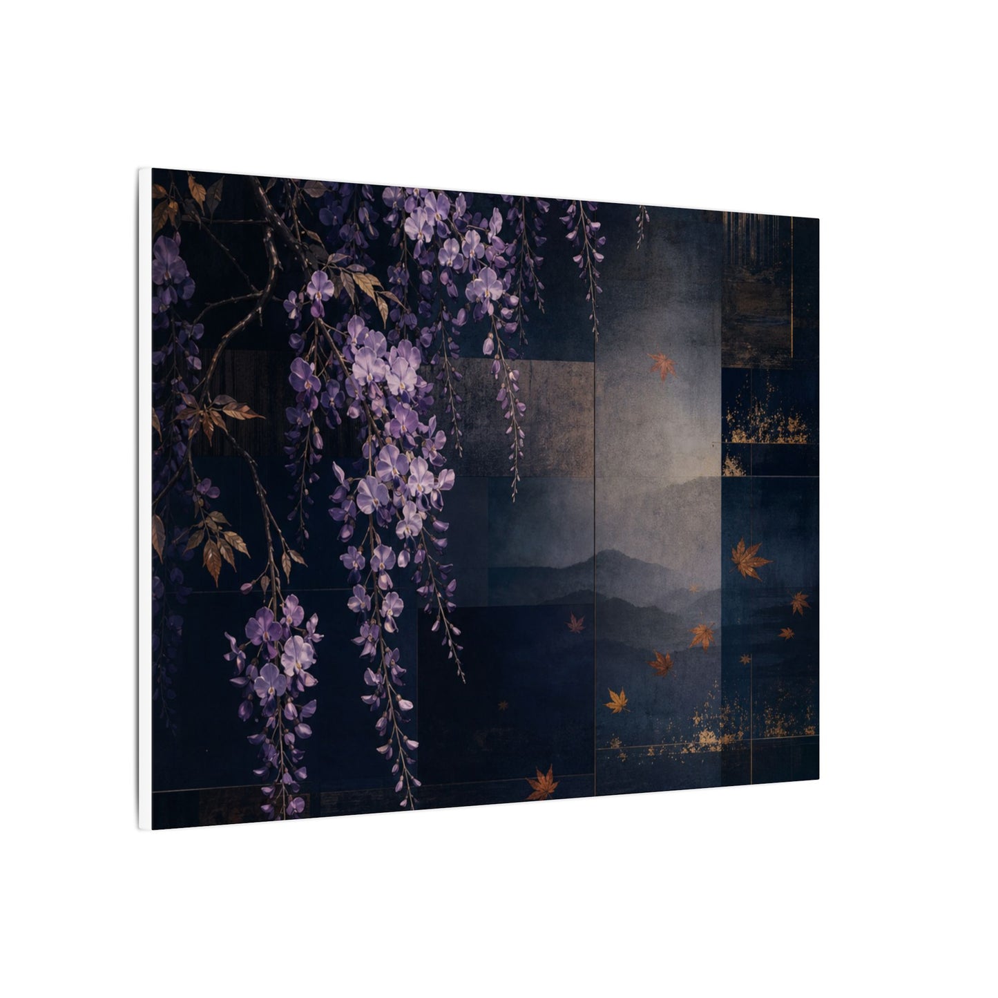 Dawn Wisteria Canvas Art - Dark Japandi Fukinsei