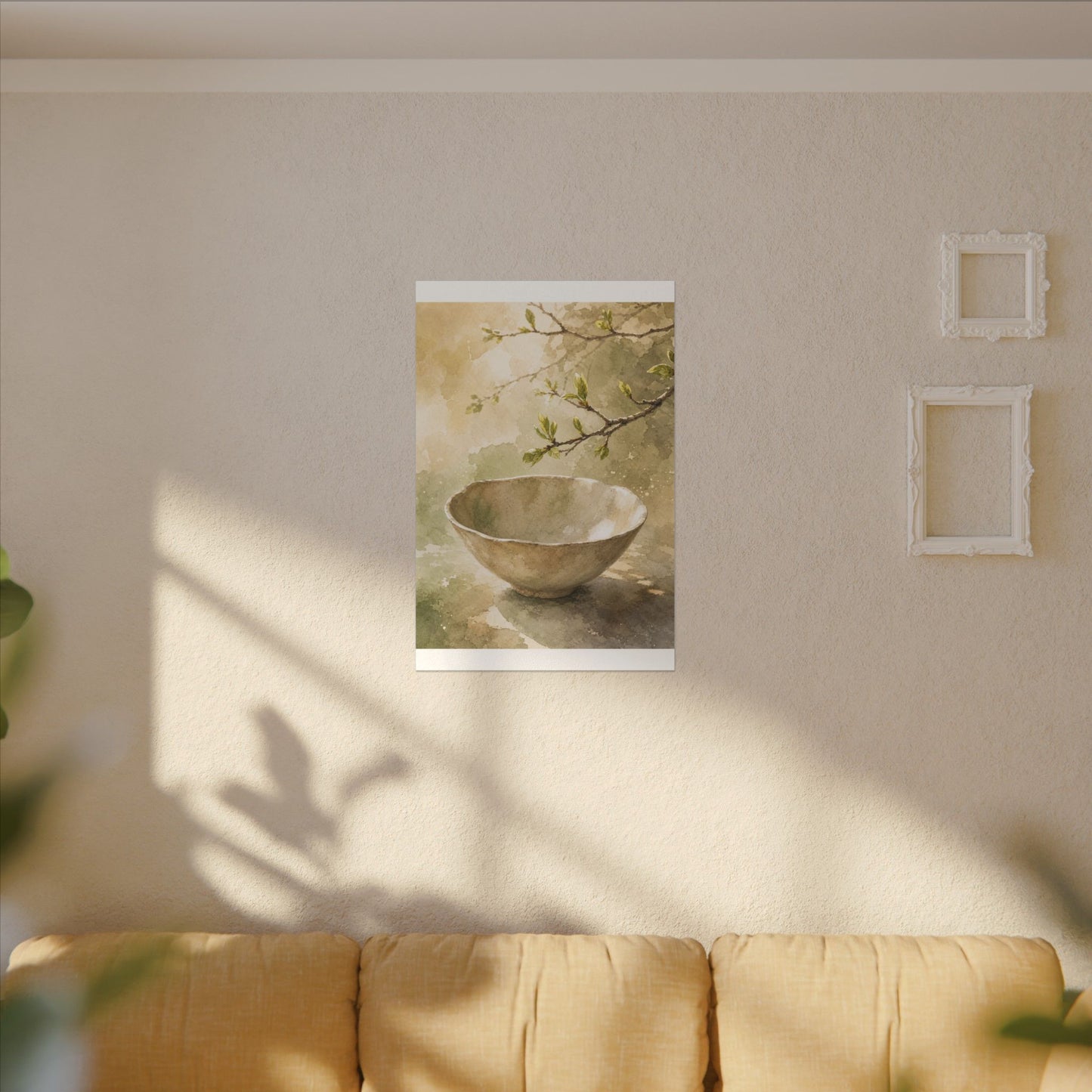 Warm Ceramic Bowl Canvas Art - Watercolor Japandi