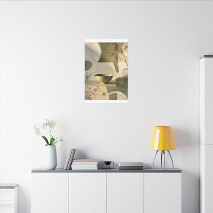 Warm Ceramic Bowl Canvas Art - Minimal Line Japandi