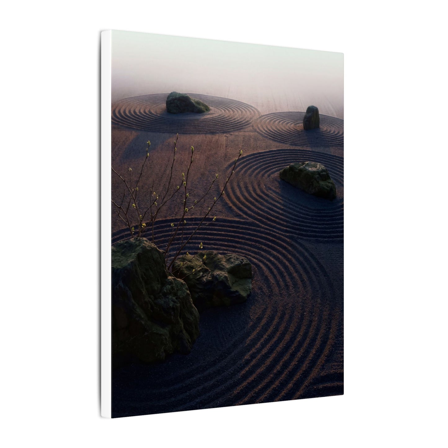 Spring Rock Garden Shadow Zen Canvas Art | Luxurious Decor