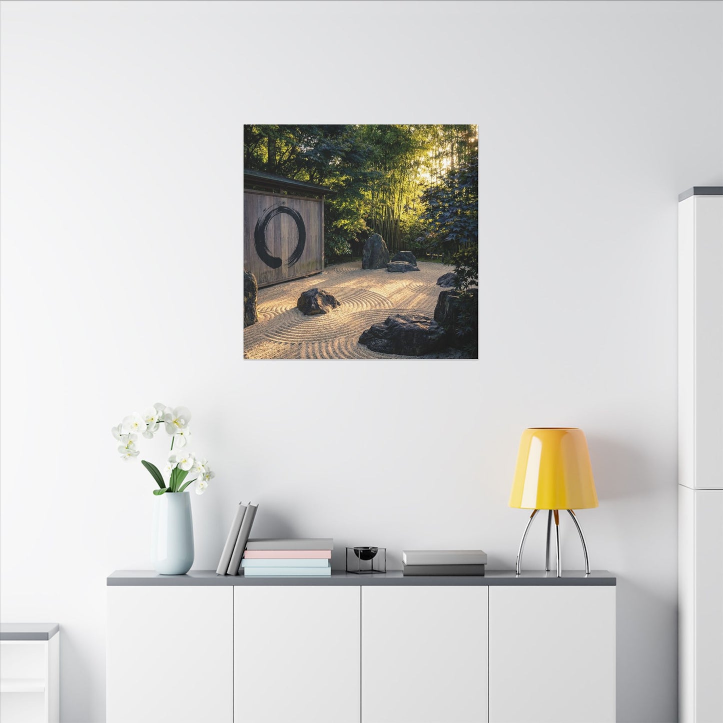 Rock Garden Enso Canvas Art | Tranquil Zen Art