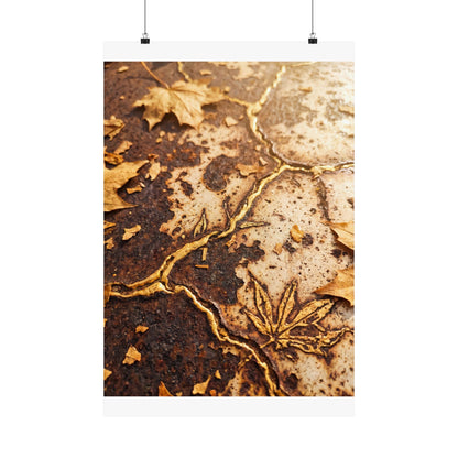 Rust Patina Wall Art Print | Autumn Kintsugi Gold Vein Art