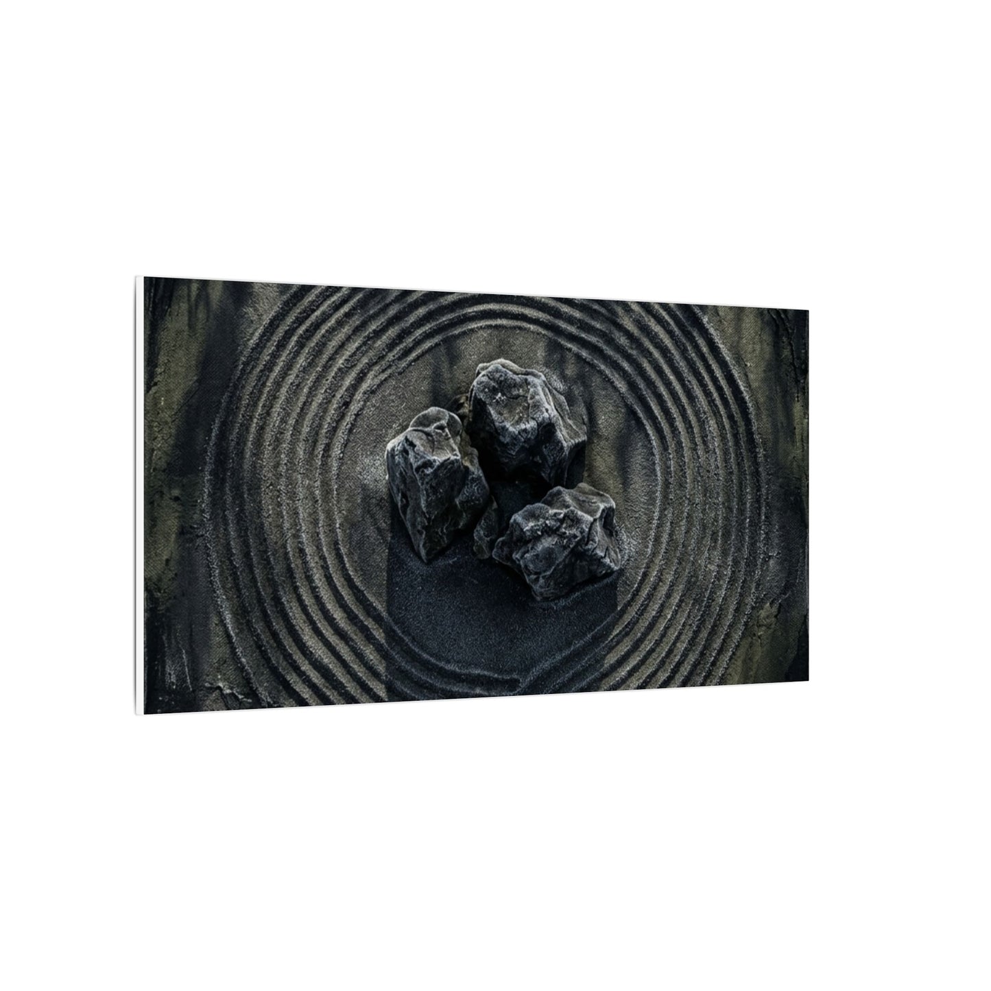 Moody Rock Garden Canvas Art - Dark Texture Dark Japandi