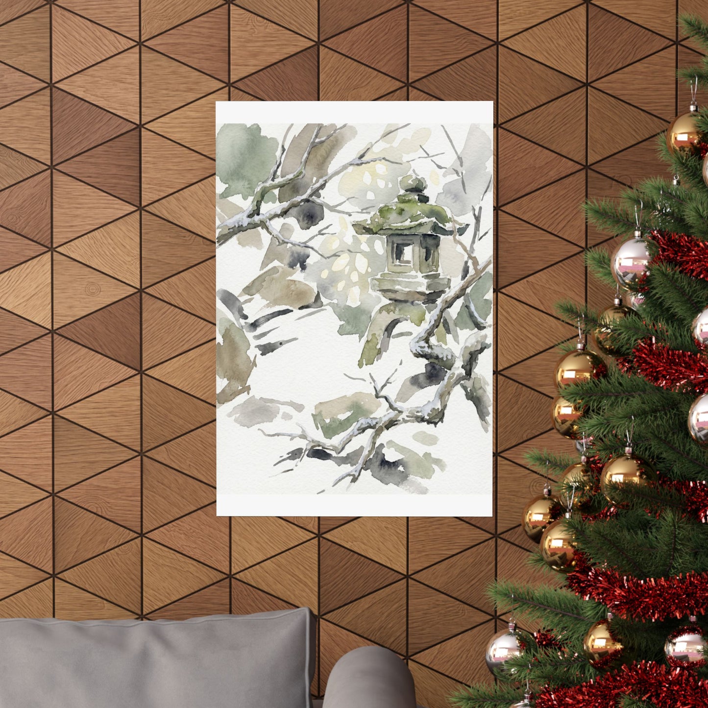 Dappled Stone Lantern Wall Art Print - Japandi Ma