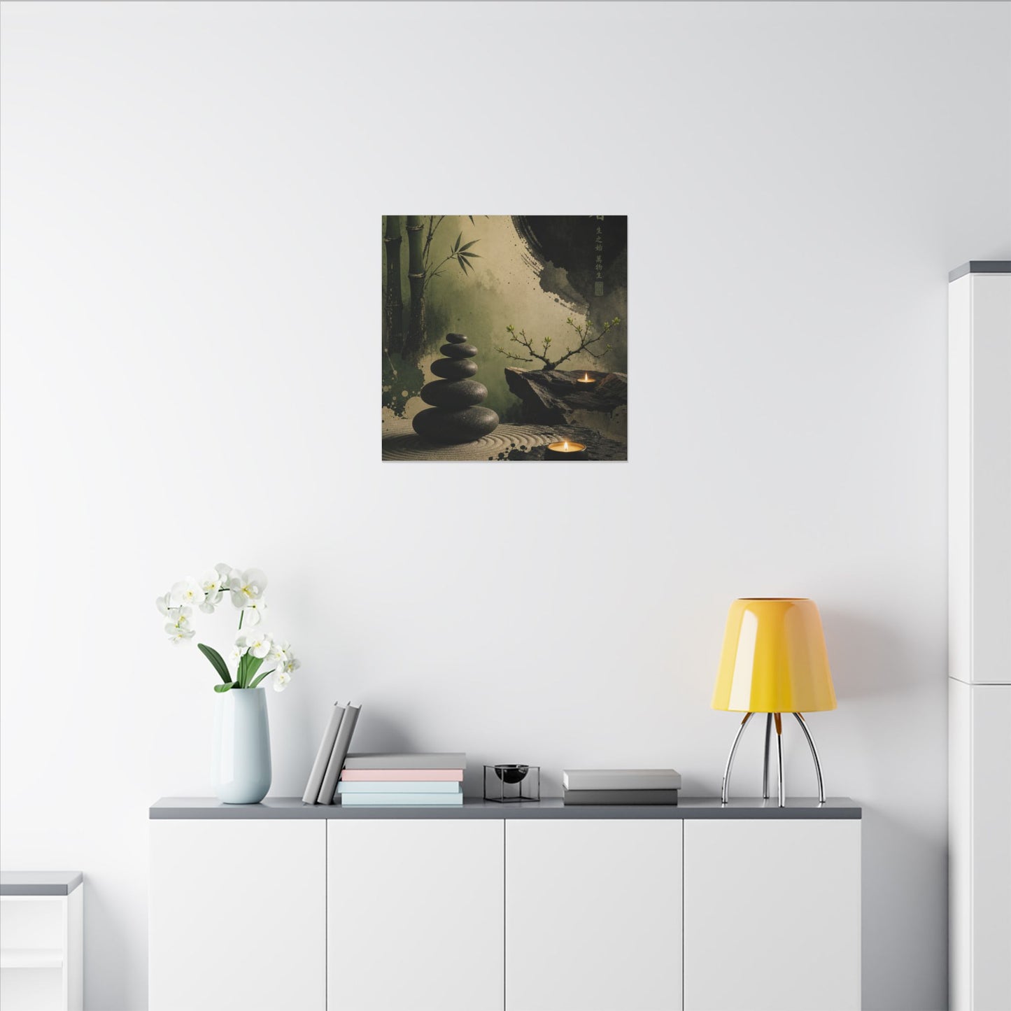 River Stones Spring Canvas Art | Zen Contemplative Design
