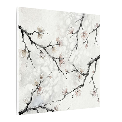 Cherry Blossom Canvas Art | Winter Japandi Watercolor Art