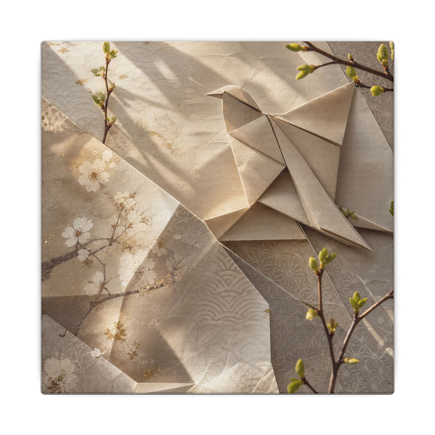 Golden Hour Paper Fold Canvas Art - Japandi Fukinsei
