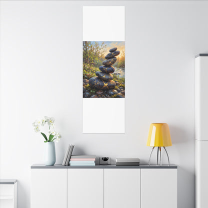 Spring River Stones Gold Repair Canvas Art | Healing Decor