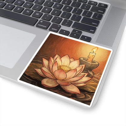 Candlelight Lotus Flower Sticker - Zen Fukinsei