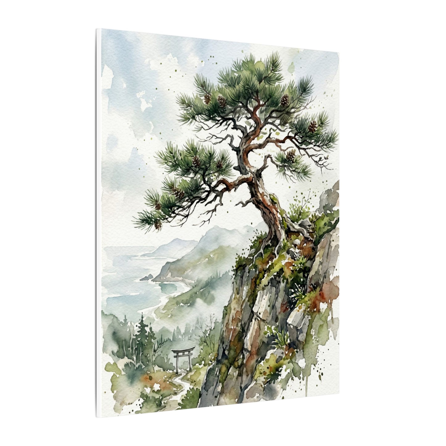 Pine Tree Spring Canvas Art | Japandi Neutral Design