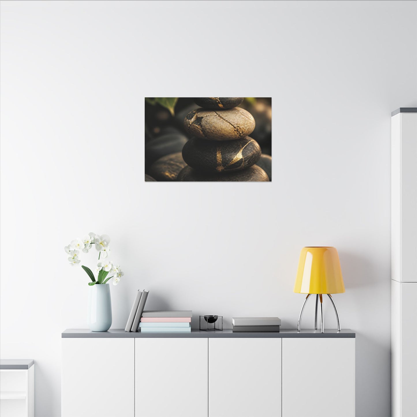 Summer River Stones Broken Beauty Canvas Art | Healing Decor