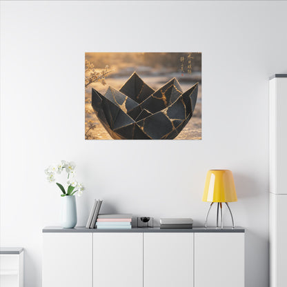 Kintsugi Paper Fold in Golden Hour | Gold Repair Canvas Art