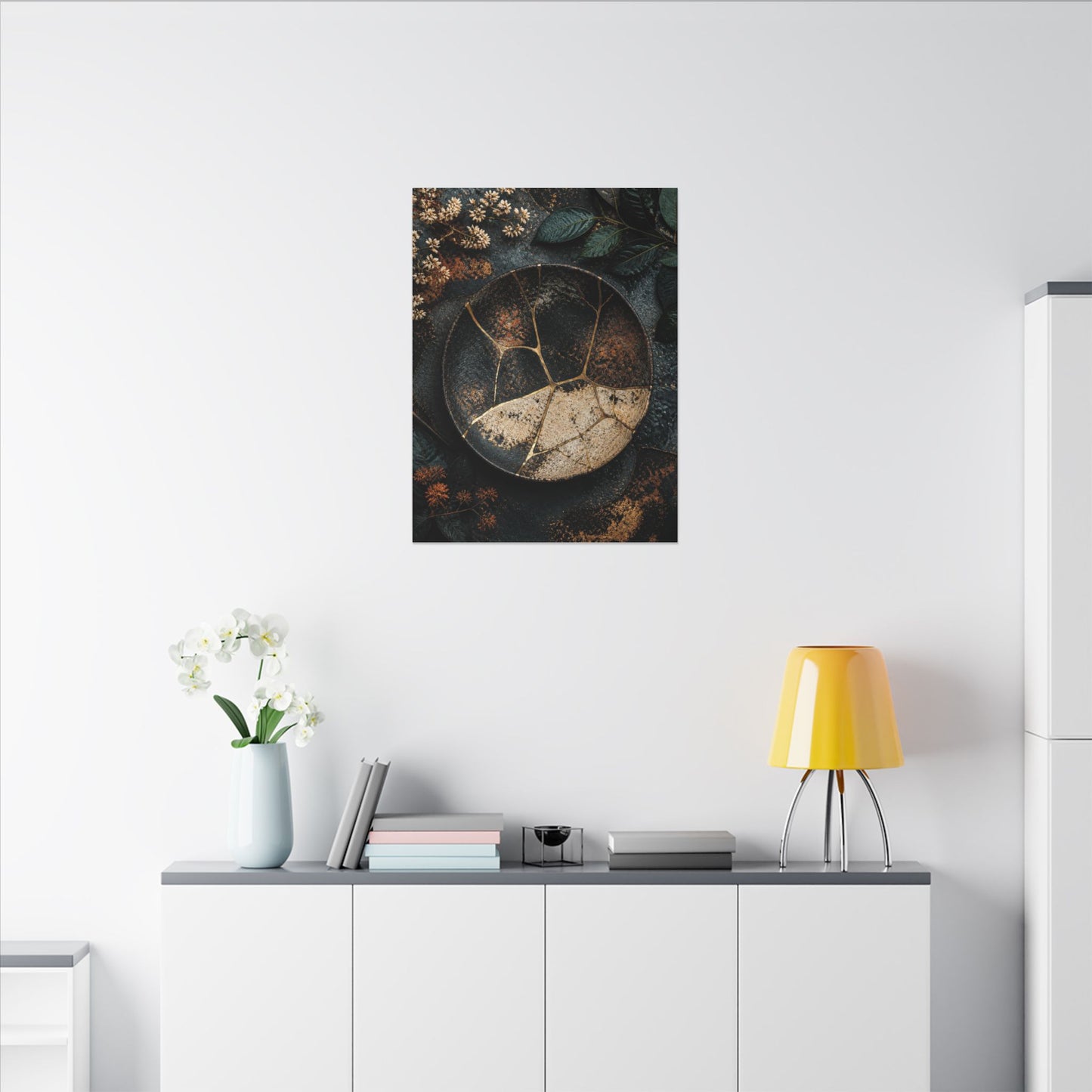 Kintsugi Rust Patina in Dawn | Gold Repair Canvas Art