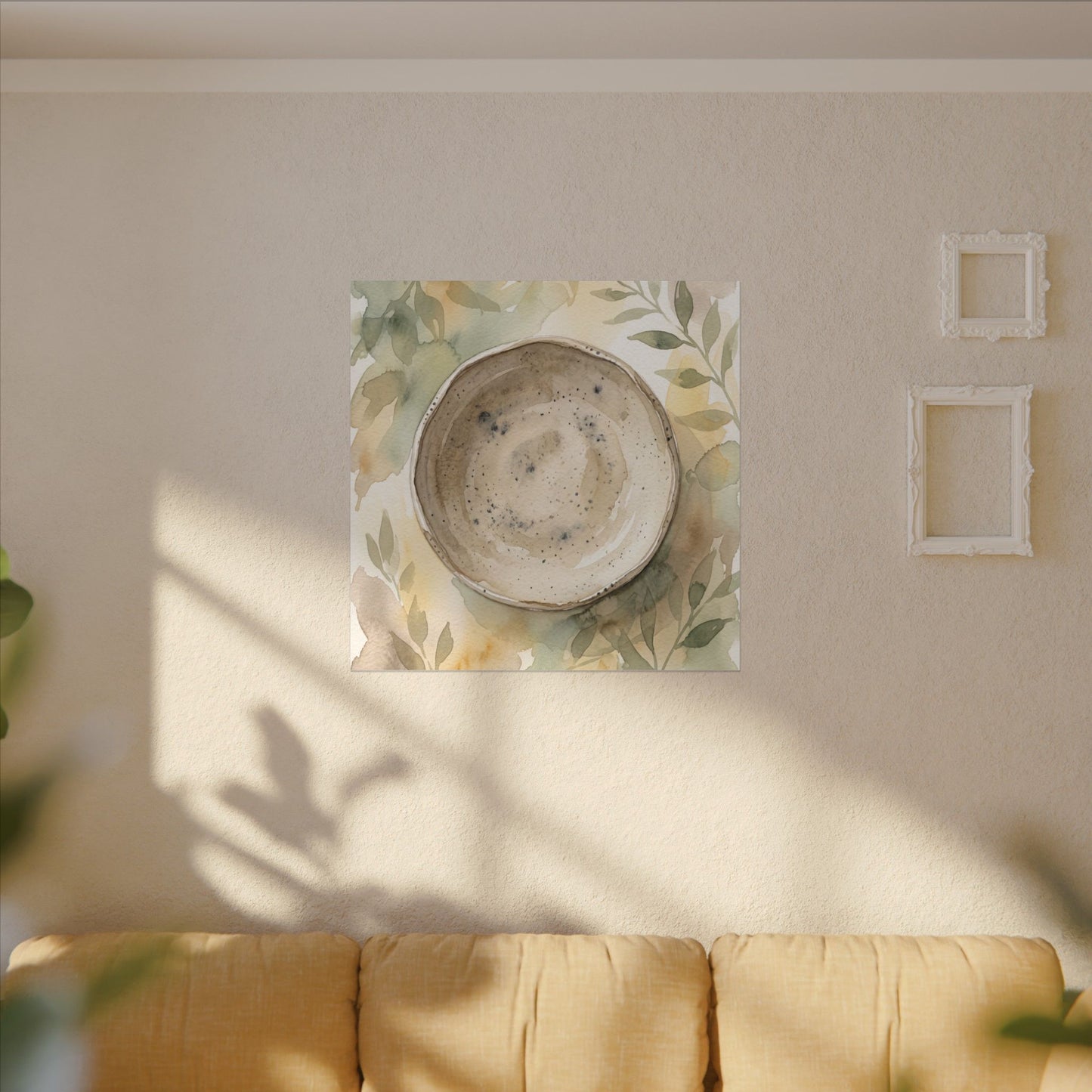 Ceramic Bowl Watercolor Canvas Art | Warm Japandi Art