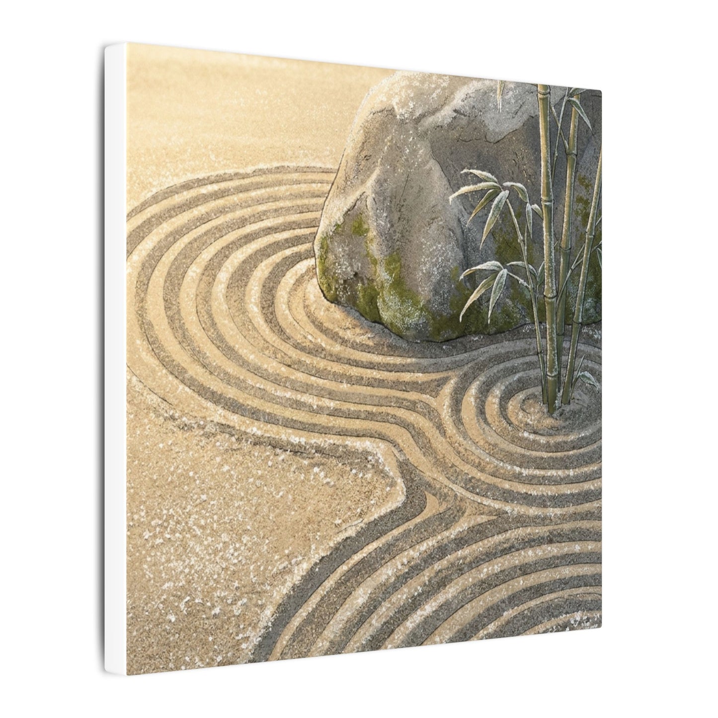 Rock Garden Winter Canvas Art | Zen Peaceful Design