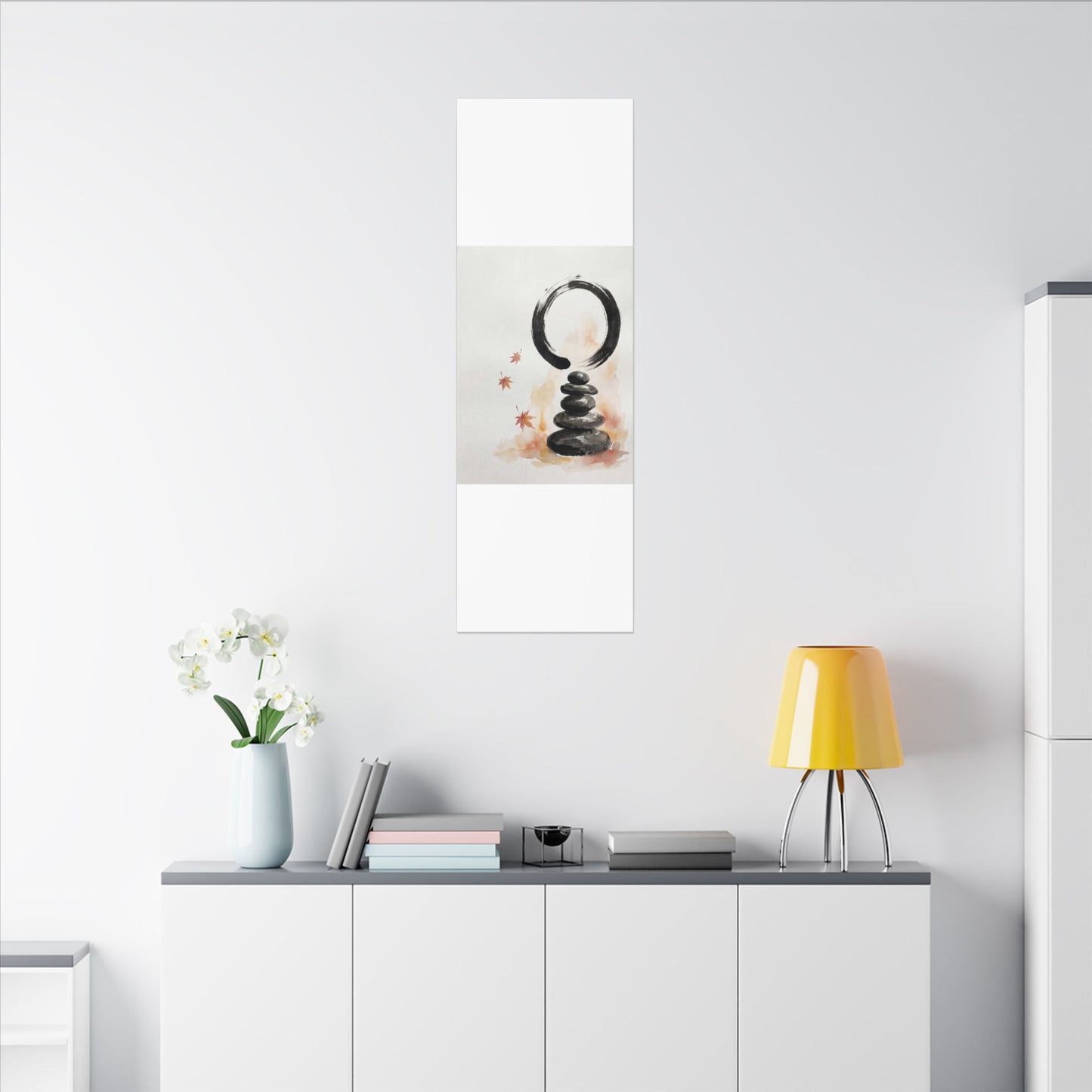 River Stones Canvas Art | Autumn Zen Enso Art