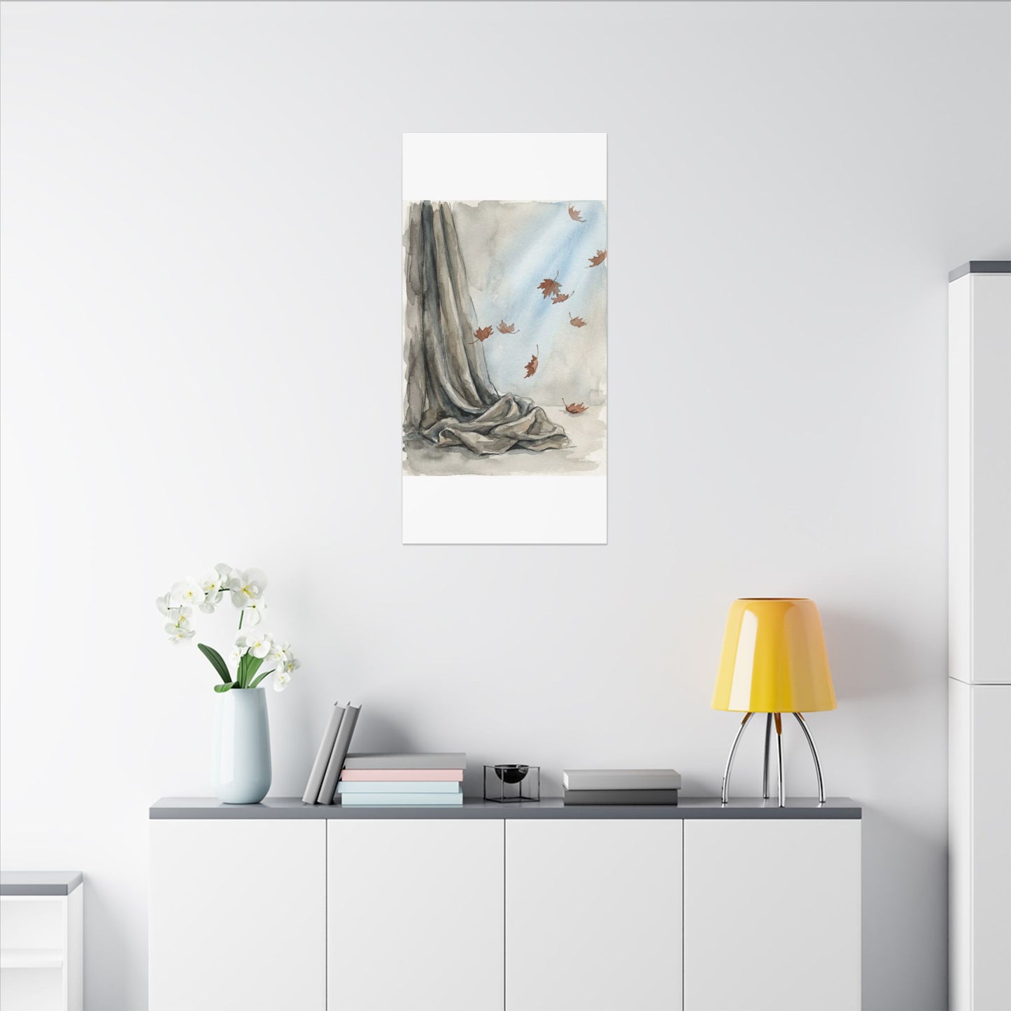 Ma Silk Drape Canvas Art - Japandi Watercolor