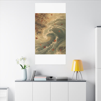 Japandi Ocean Wave in Candlelight | Japanese Pattern Canvas Art