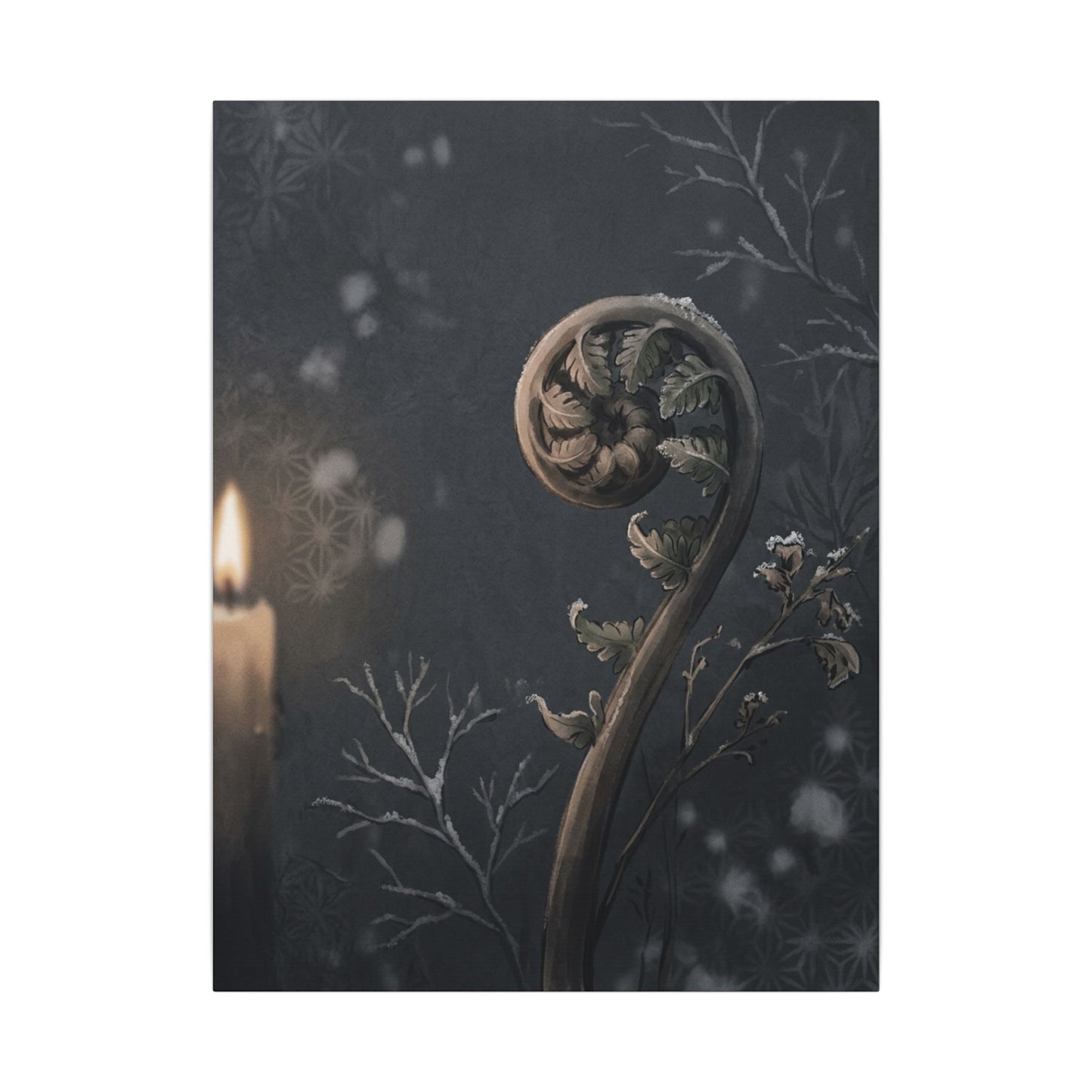 Candlelight Fern Unfurling Canvas Art - Japandi Ma