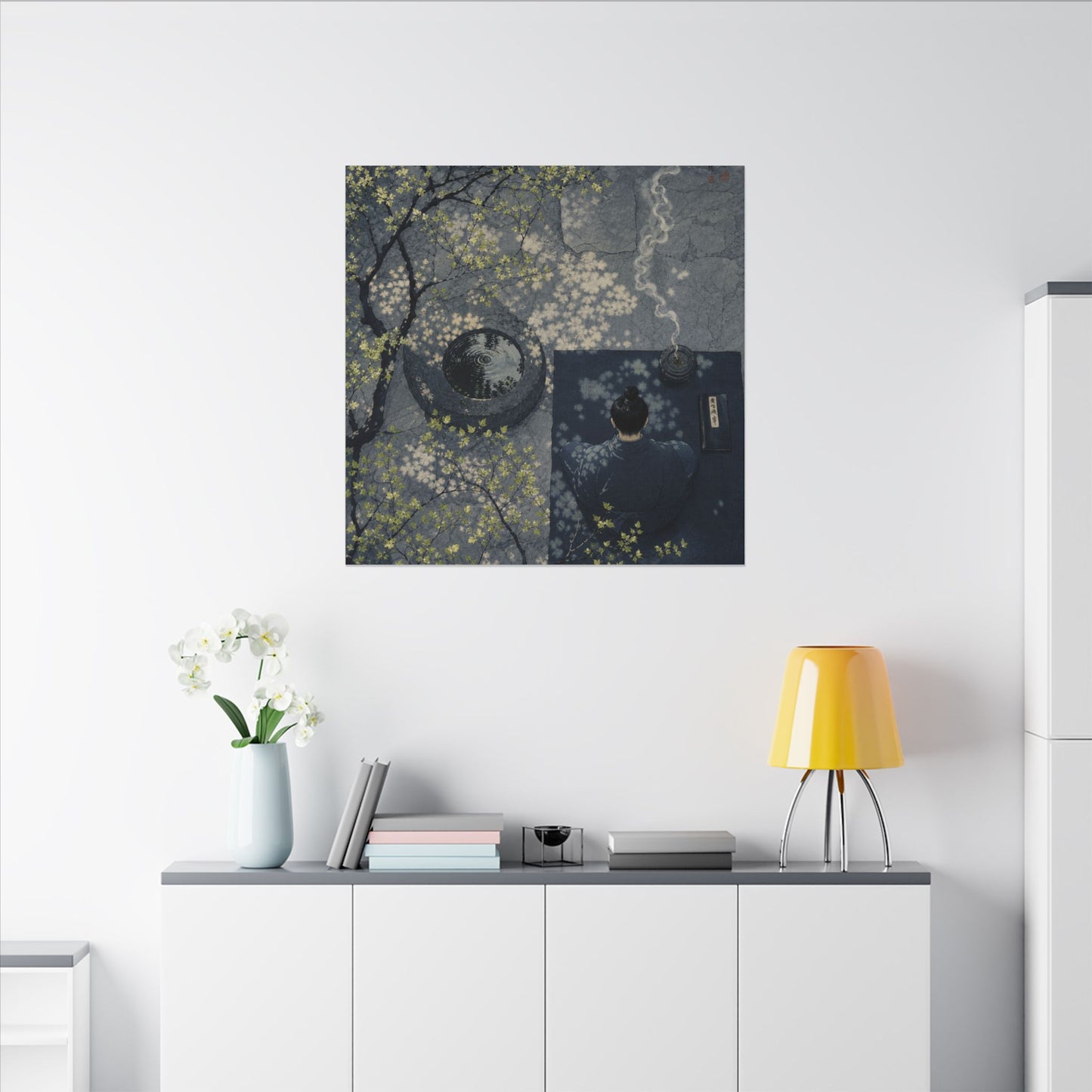 Spring Incense Smoke Ukiyo E Inspired Canvas Art | Tranquil Decor