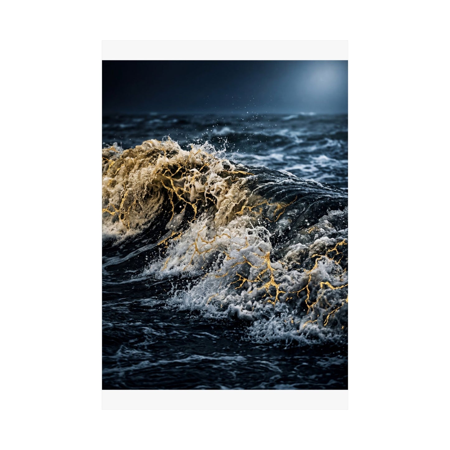 Beautiful Ocean Wave Wall Art Print - Gold Vein Kintsugi