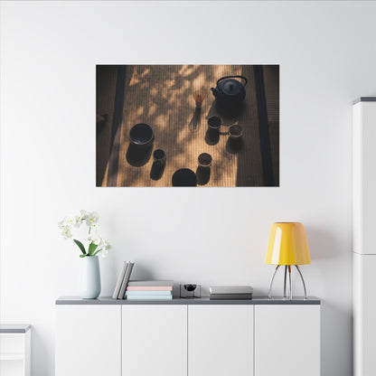 Shibui Tea Ceremony Canvas Art - Dark Japandi Shadow Zen