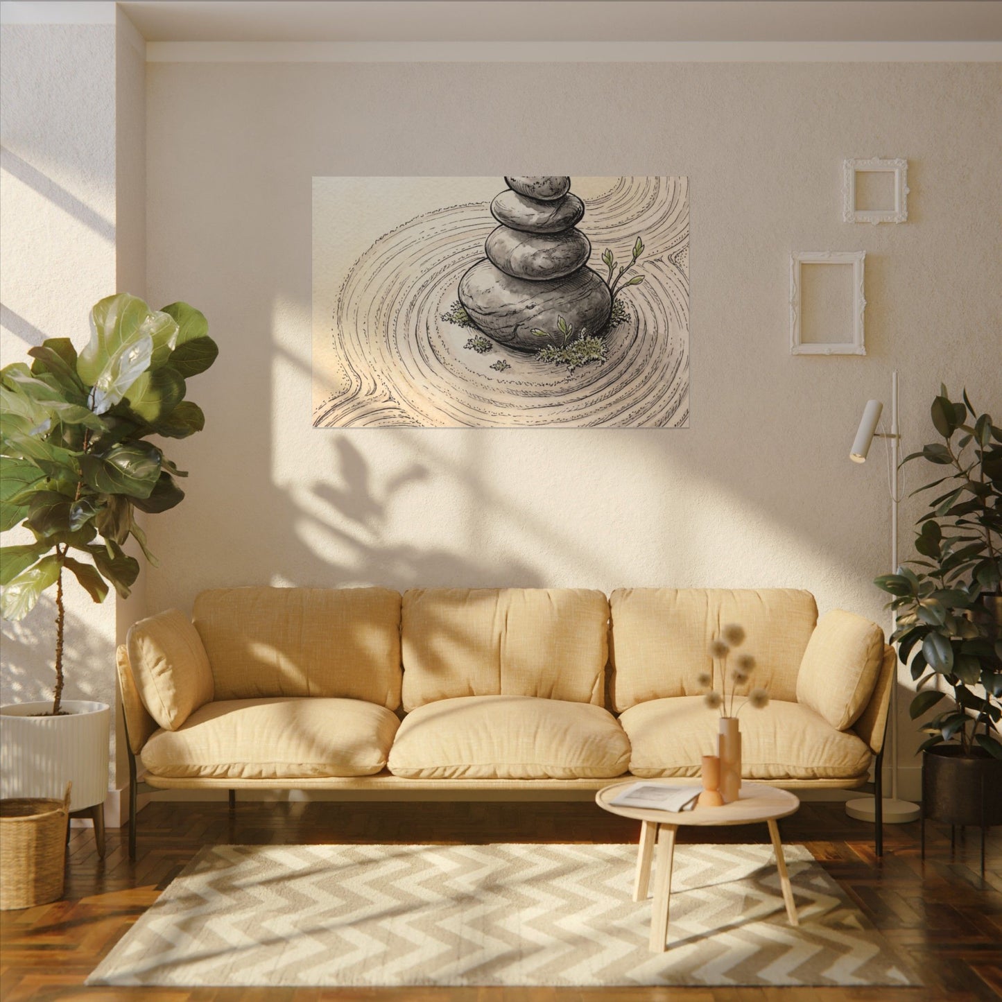 River Stones Spring Canvas Art | Zen Serene Design