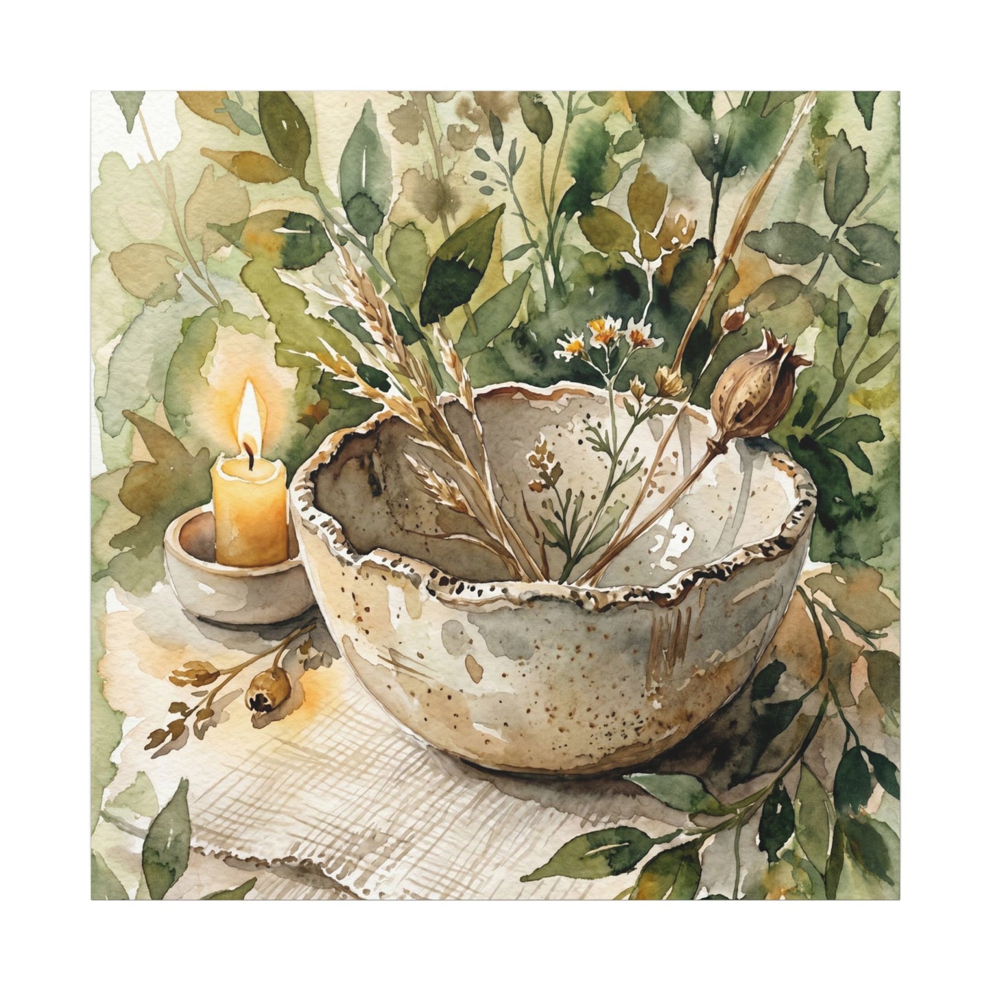 Ceramic Bowl Summer Canvas Art | Japandi Elegant Design