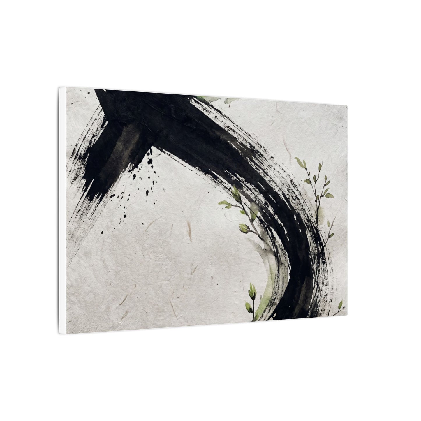 Ink Brushstroke Spring Canvas Art | Dark Japandi Sophisticated Design