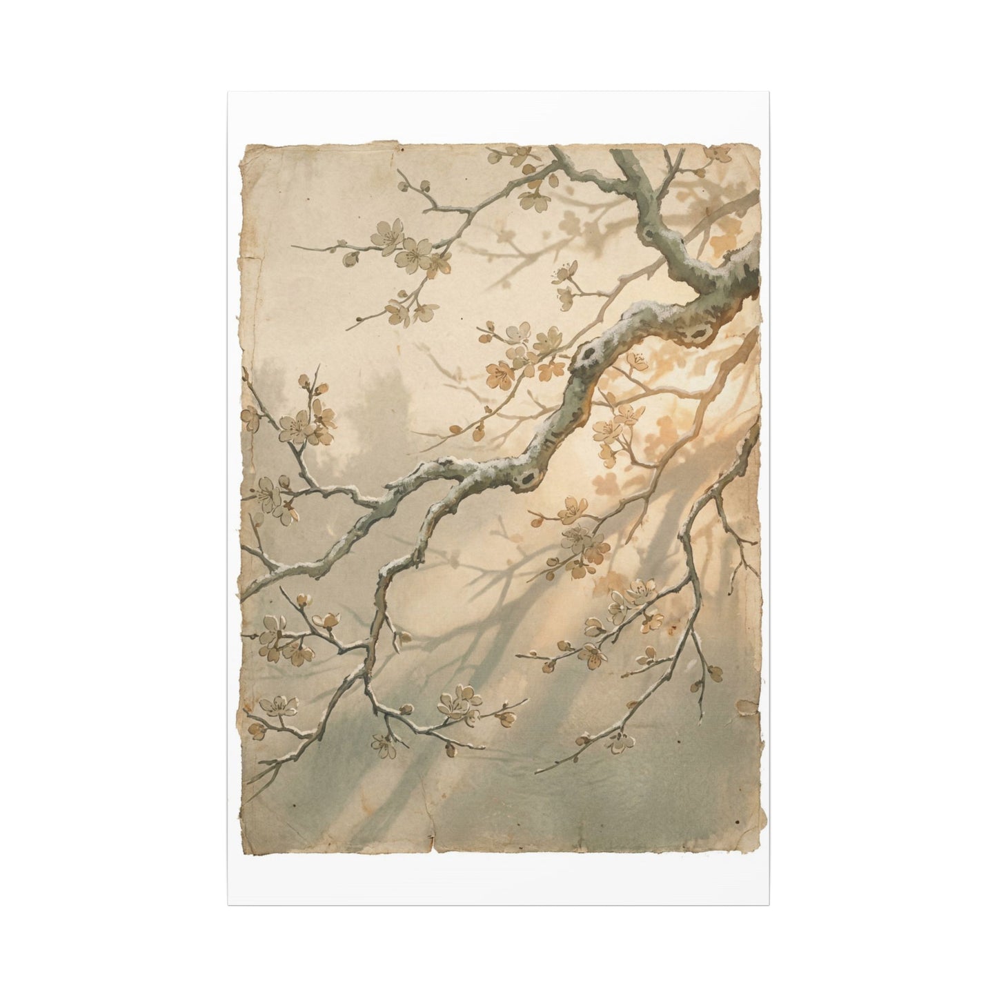 Cherry Blossom Canvas Art | Winter Japandi Japanese Pattern Art