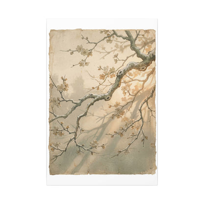 Cherry Blossom Canvas Art | Winter Japandi Japanese Pattern Art