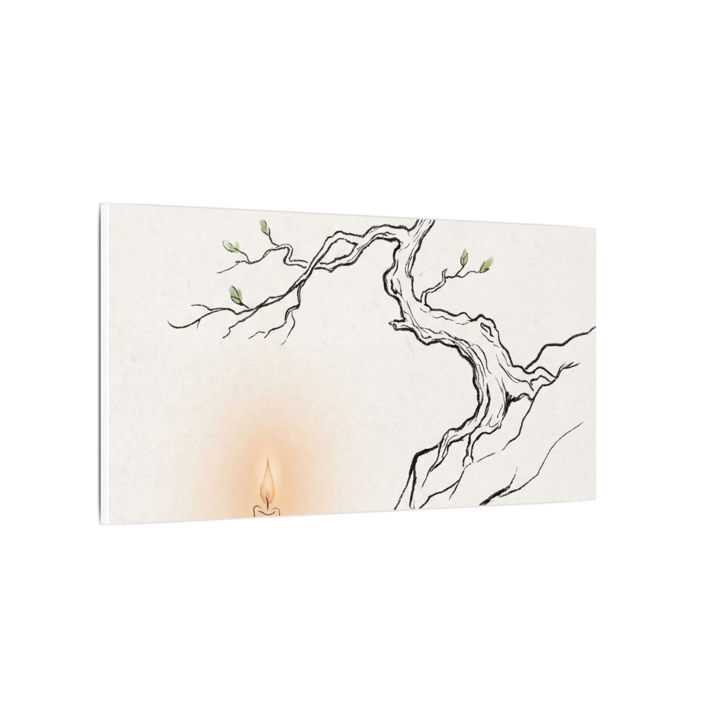Candlelight Pine Tree Canvas Art - Japandi Shibui