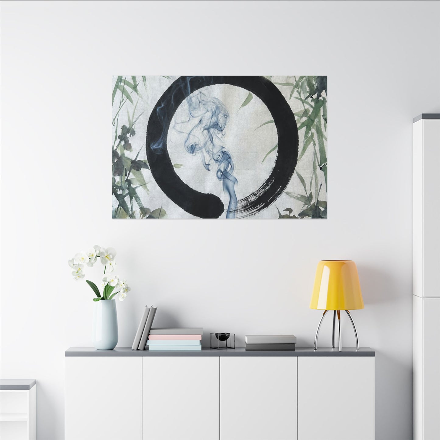 Zen Incense Smoke in Moonlight | Enso Canvas Art