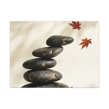 Kintsugi River Stones in Dappled | Crackle Gold Canvas Art