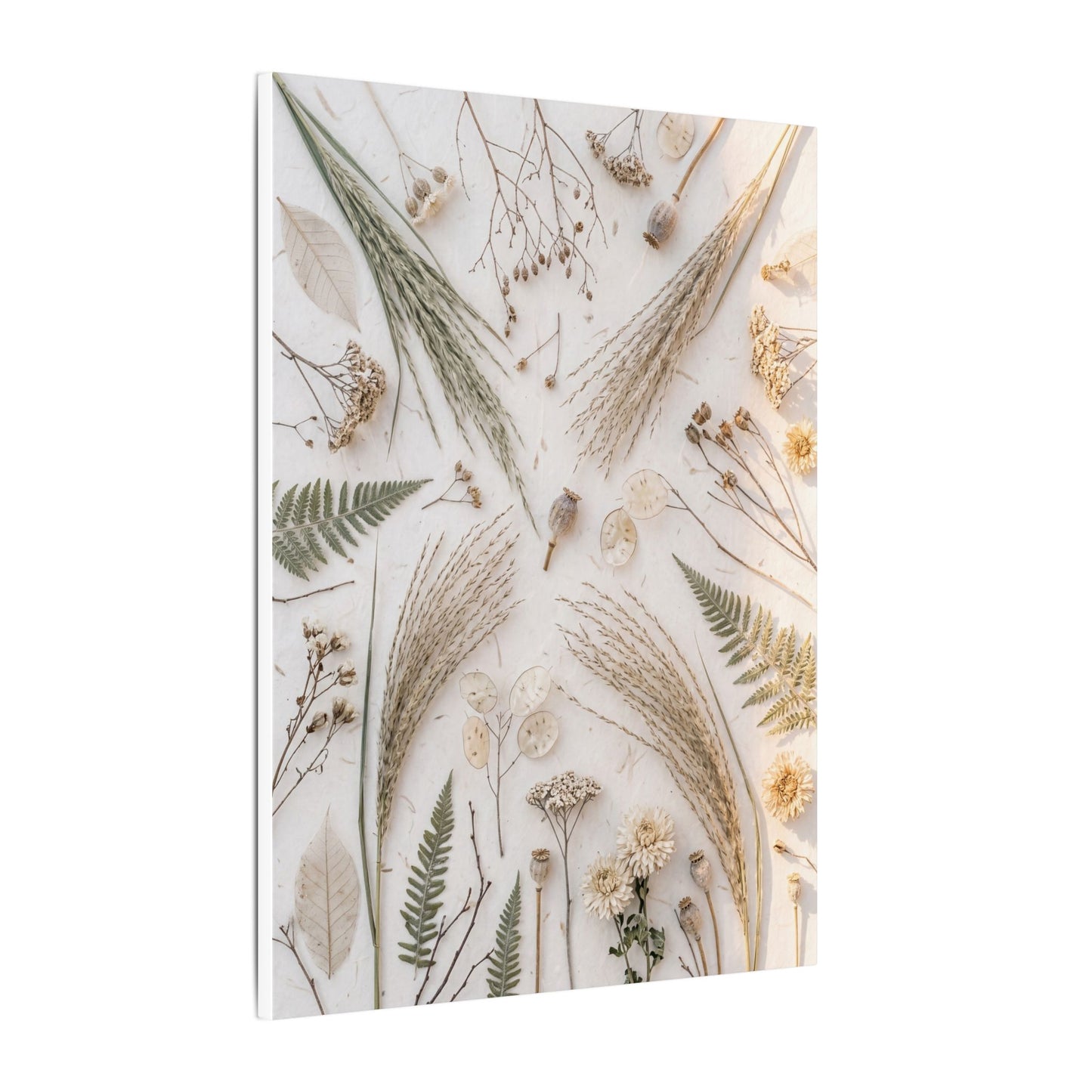 Elegant Dried Flowers Canvas Art - Japanese Pattern Japandi