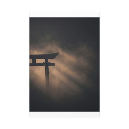 Torii Gate Shadow Zen Canvas Art | Bold Dark Japandi Art