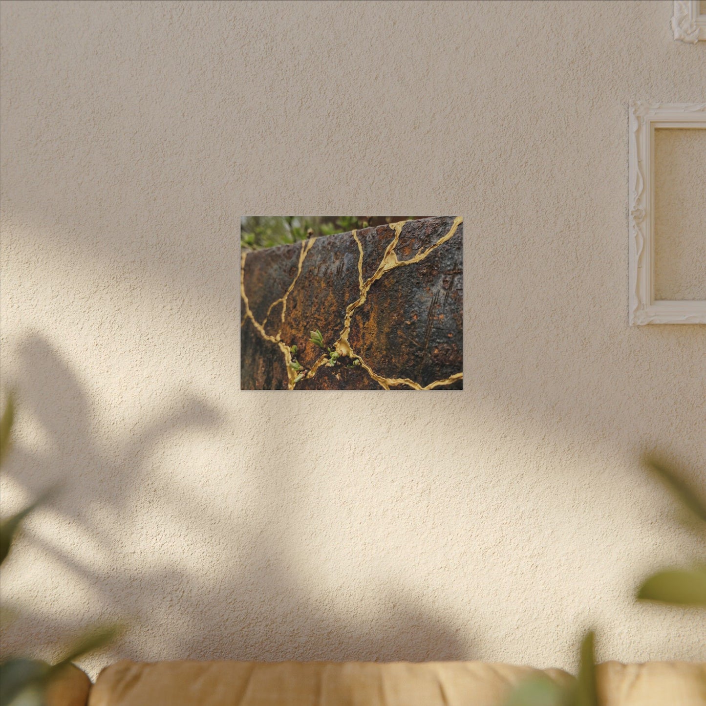 Mono No Aware Rust Patina Canvas Art - Kintsugi Gold Repair