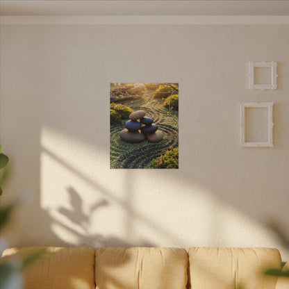 Zen River Stones in Golden Hour | Karesansui Canvas Art