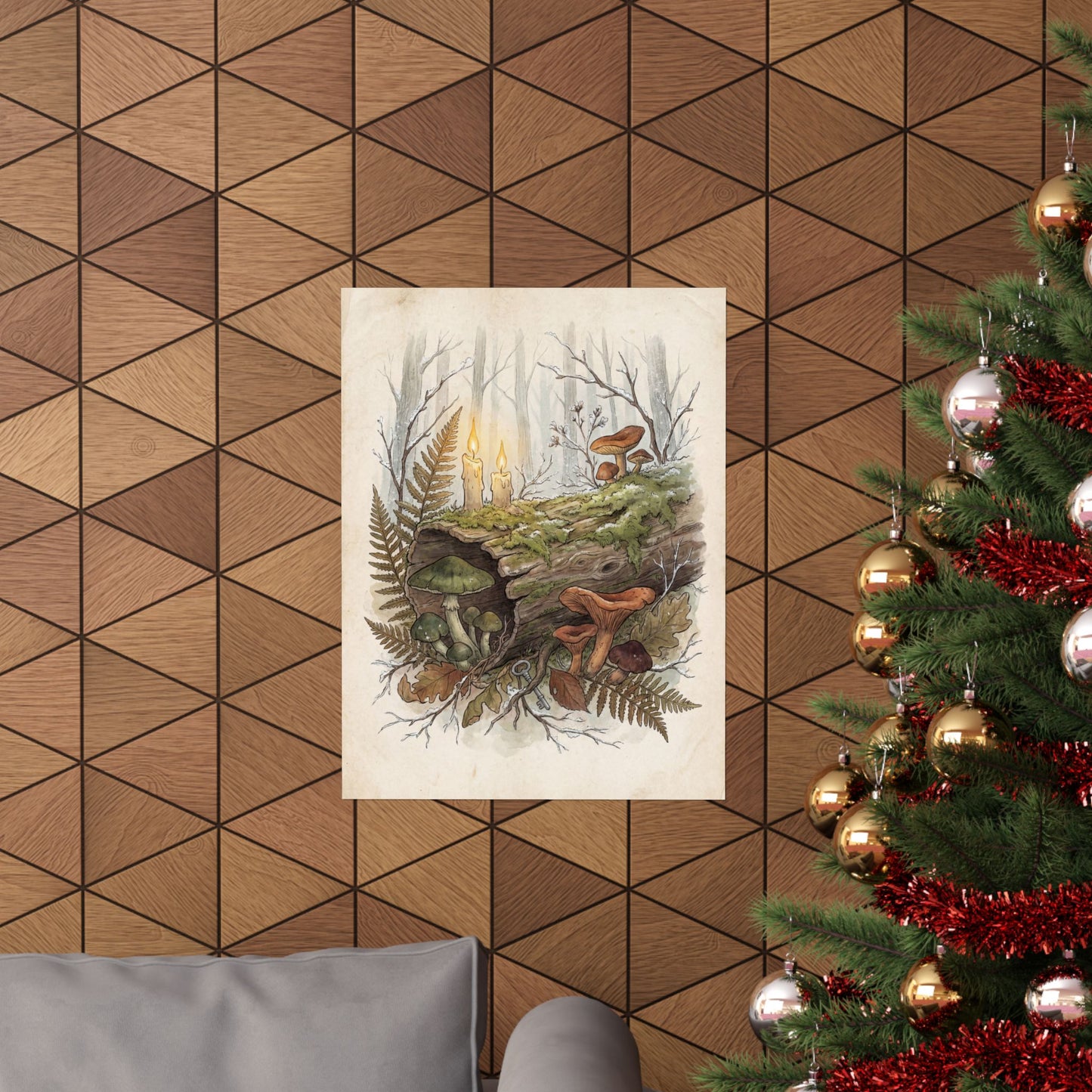 Winter Wild Mushrooms Herbarium Wall Art Print | Rustic Decor