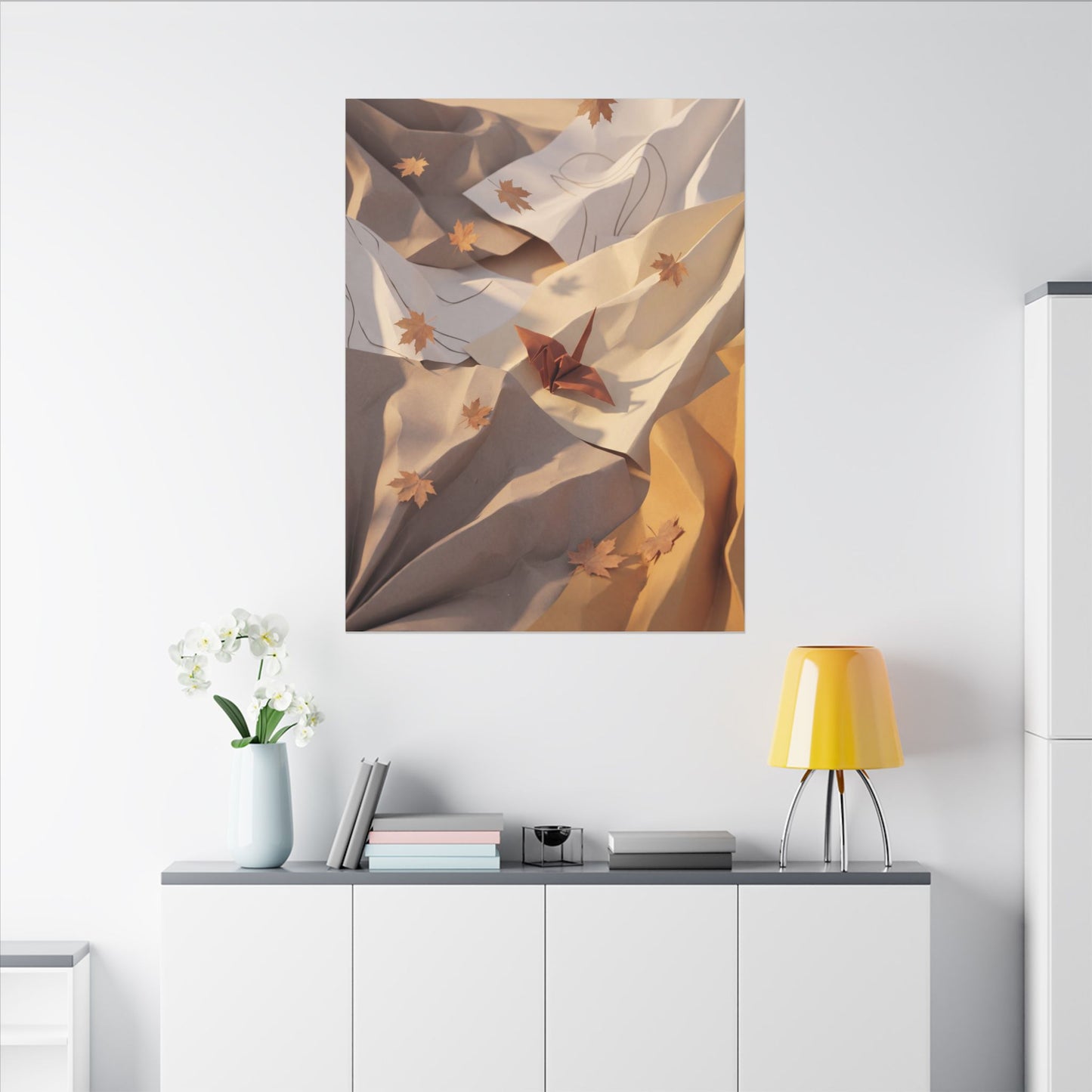 Autumn Paper Fold Minimal Line Canvas Art | Cozy Decor