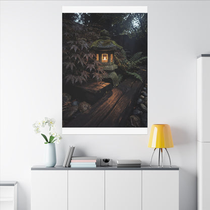 Moody Moonlit Garden Canvas Art - Shadow Zen Dark Japandi
