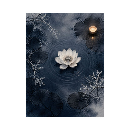 Lotus Flower Wall Art Print | Winter Zen Sumi E Art