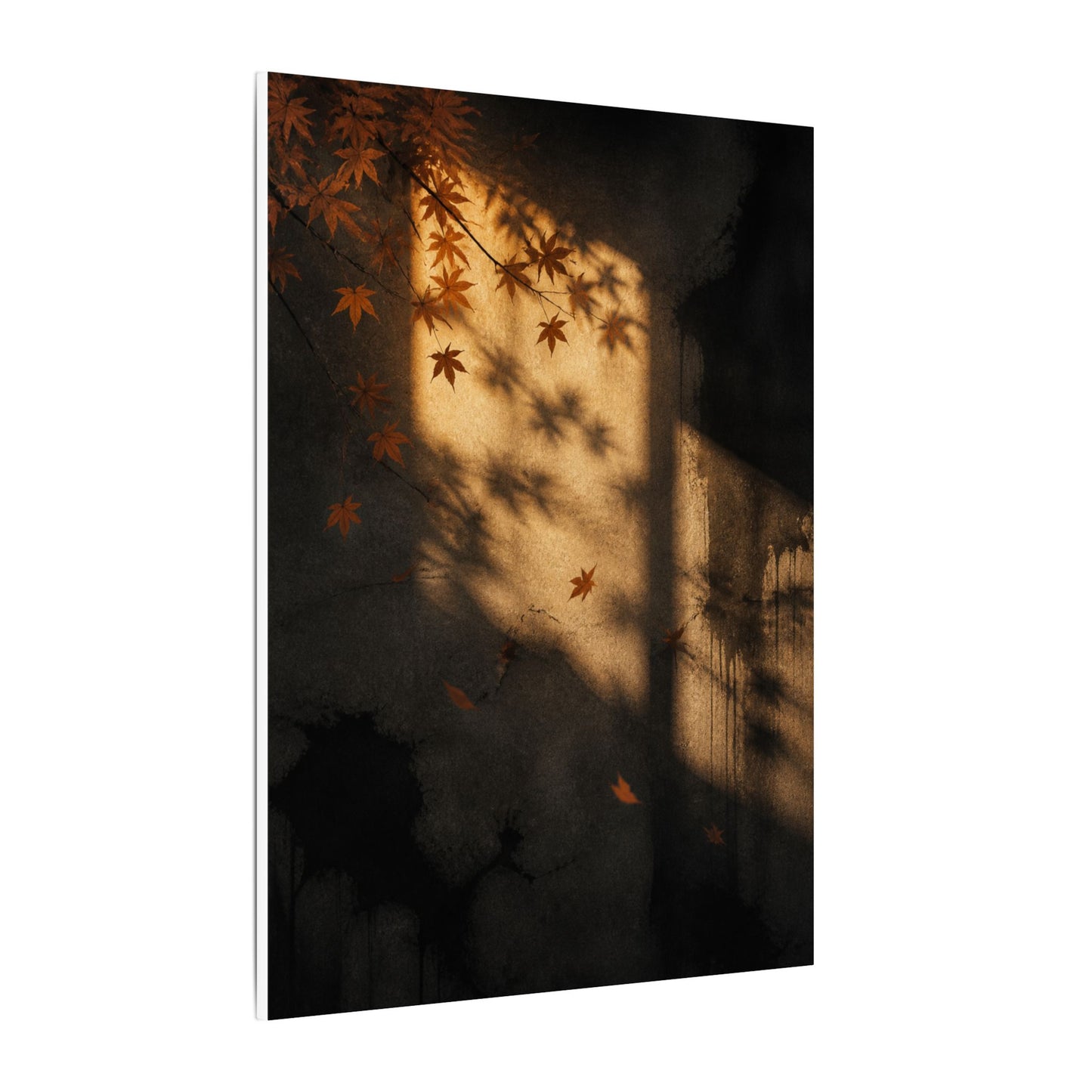 Shadow Play Canvas Art | Autumn Dark Japandi Charcoal Ink Art