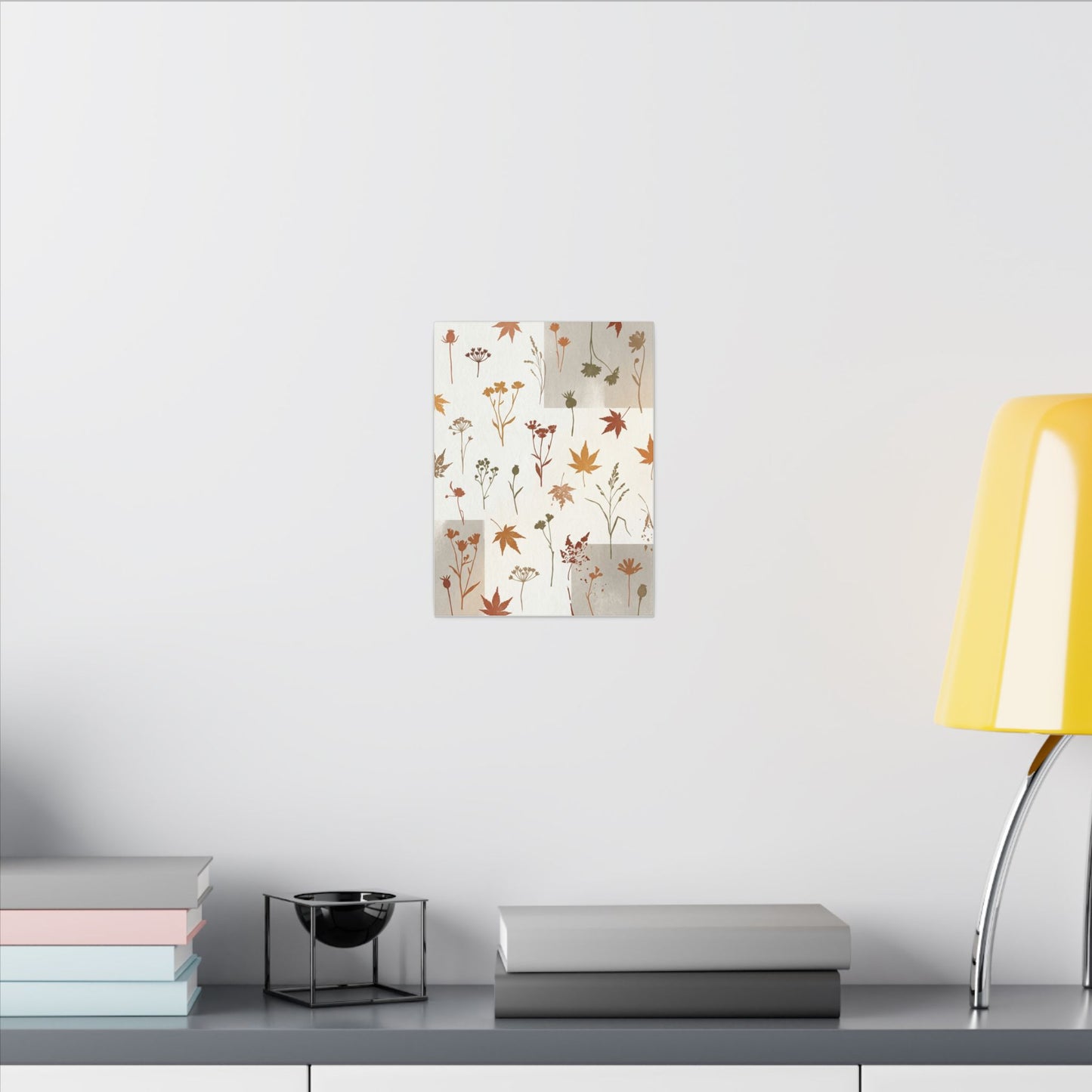 Autumn Dried Flowers Japanese Pattern Canvas Art | Elegant Decor
