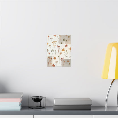 Autumn Dried Flowers Japanese Pattern Canvas Art | Elegant Decor